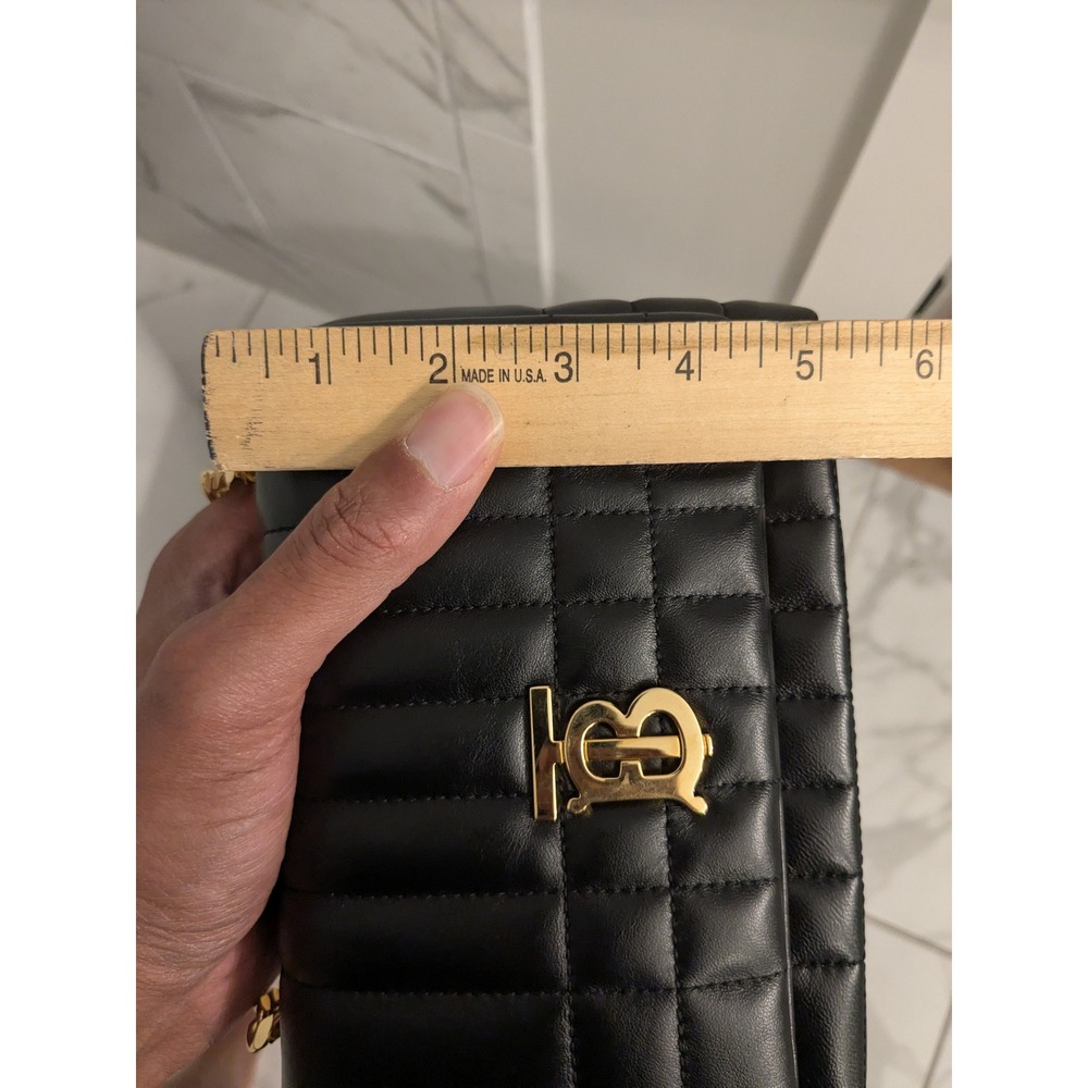 NWOT $1550 Burberry Lola Mini Quilted Leather Crossbody Bag Gold Logo Black Read - Picture 15 of 16